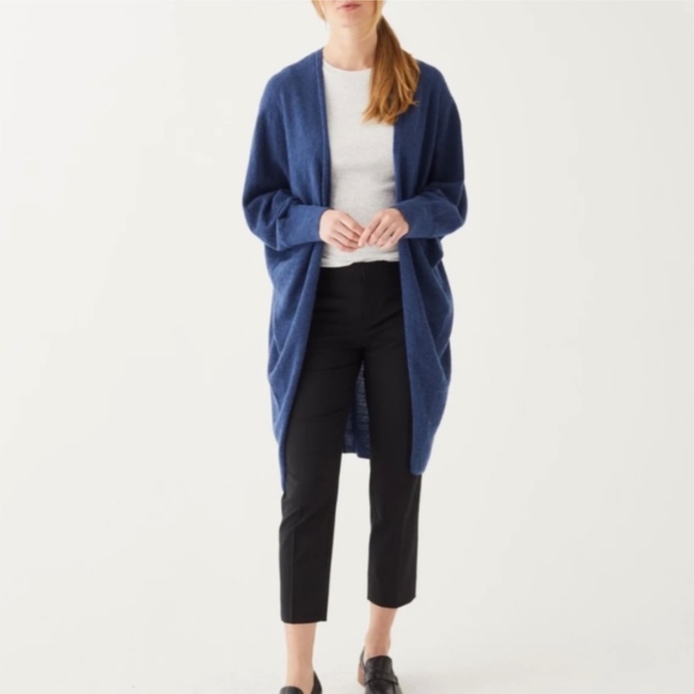 MerSea Chelsea Cardigan Blue Alpaca Wool Duster Open Dolman Drapey-One Size